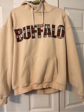 Leveled up Buffalo tan and plaid hoodie